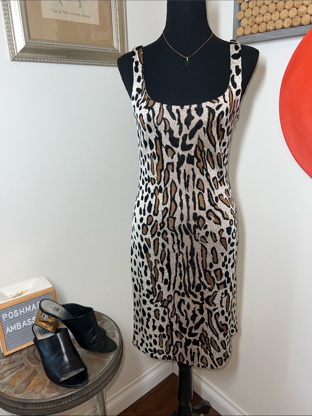 St. John Margay Leopard Print Knit Dress in Brown Multi Sz.6
